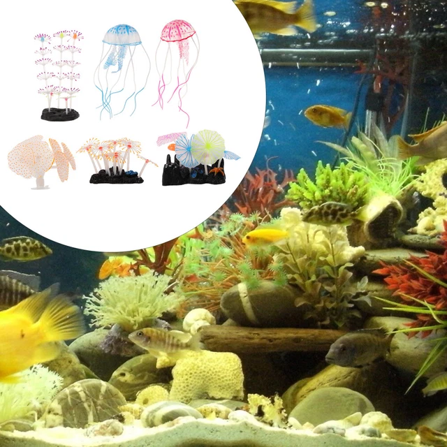 Plantas artificiales para acuario - 1 juego de pequeñas plantas de acuario accesorios de acuario