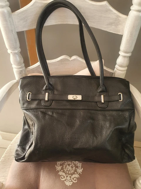 Grand Sac A Main Cuir Noir Hexagona