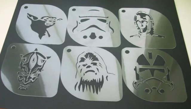 6er Set Star Wars Yoda Sandtrooper C-3PO Darth Maul Chewbacca Klon Schablone