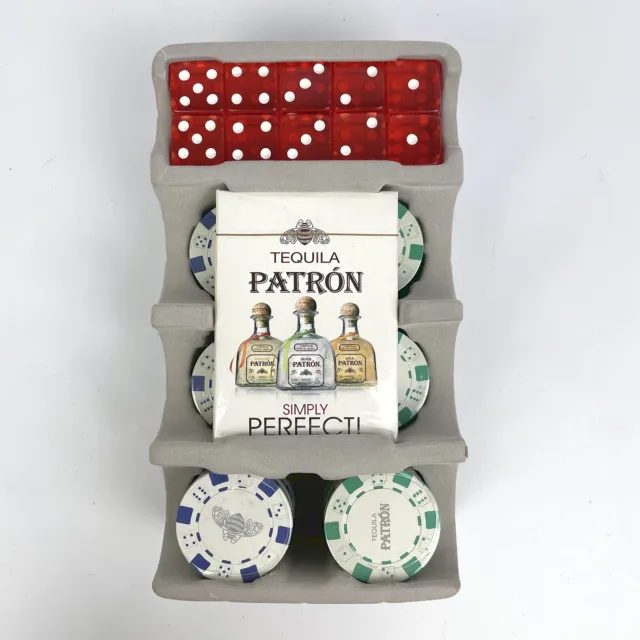 COMPLETE PATRON TEQUILA Poker Set 96 Heavy Clay Chips 10 Dice & Sealed ...