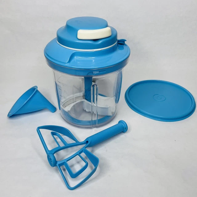 TUPPERWARE POWER CHEF System Food Processor Chopper Mix Chop Whisk Blue