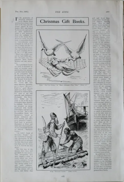 1903 Stampa Regalo di Natale Libri Articolo - Wild Cigni Hans Andersens - Crusoe
