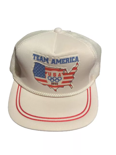 Nos 1980s Vintage 1988 USA Team America Olympics Trucker Sport Hat Snapback Cap