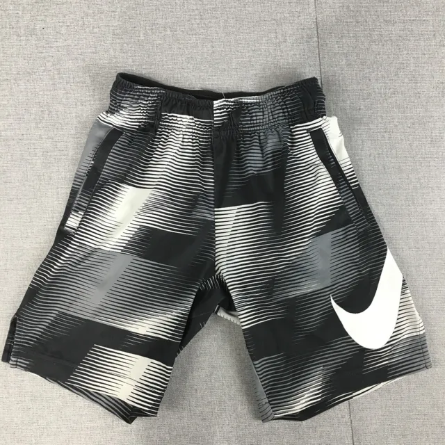 Nike Kids Boys Shorts Youth Size XS Black White Big Swoosh Logo Dri-Fit