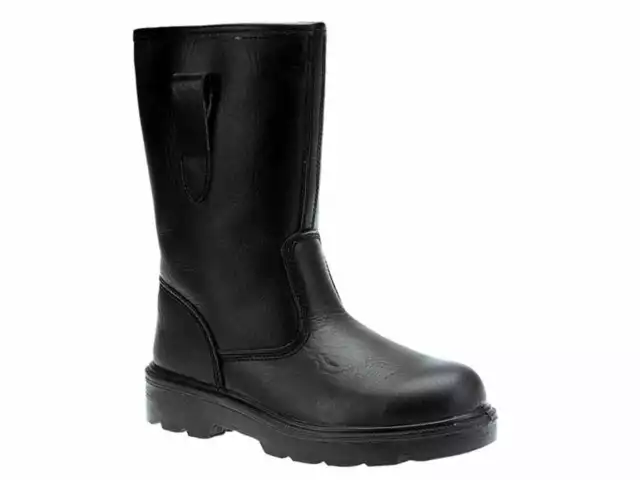 Grafters Mens Leather Comfy Industrial Steel Toe Safety Rigger Boots Black