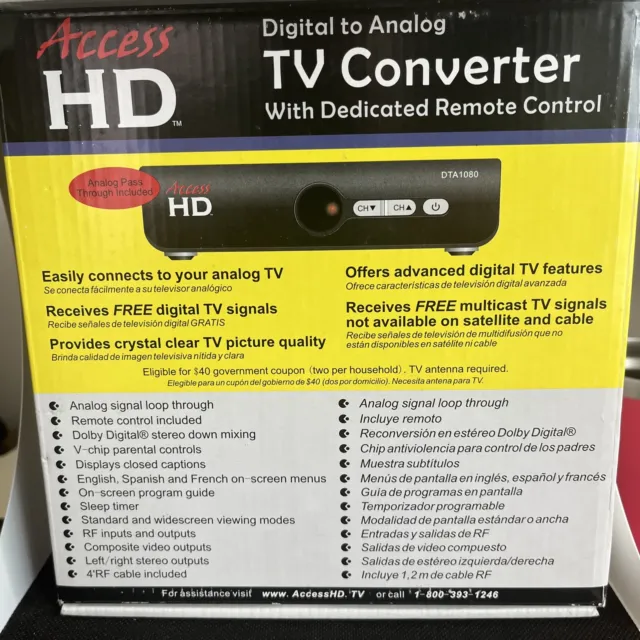 Access HD Digital To Analog TV Converter With Remote Control Model DTA1080D
