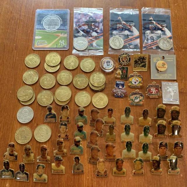 Sports Pins & Coins Lot (75)🔥Derek Jeter Tony Gwynn Emmitt Smith 1996 Olympics