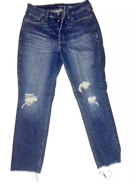 Old Navy Women's O.G. Straight High Rise Stretch Distressed Ankle Jeans 12