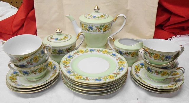 Occupied Japan Aichi China 21 pc Tea Set 6 Settings Teapot Creamer Sugar Tea Cup Occupied Japan Aichi China 21 pc Tea Set 6 Settings Teapot Creamer Sugar Tea Cup