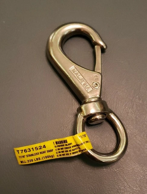 T7631524, 11/16" Eye Mooring Spring Boat Snap Hook, Stainless Steel NEW