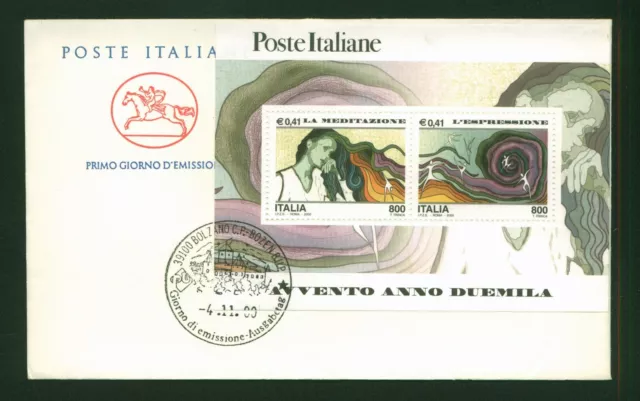 2000 Italia Fdc Filigrano Avvento Anno Duemila: La Meditazione L'espressione