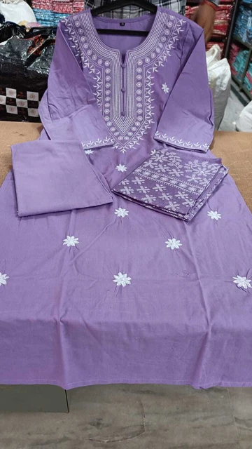 Set Palazo Kurta in cotone Designer Salwar Kameez Dupatta Ricamo Kurti Pent Set