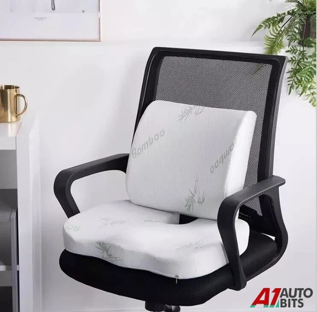 Riloer Cuscino Ortopedico Per Coccige E Sciatica - Set Seduta In Memory Foam Con Schienale, Antiscivolo, Traspirante, Per Auto E Sedia Ufficio - 2
