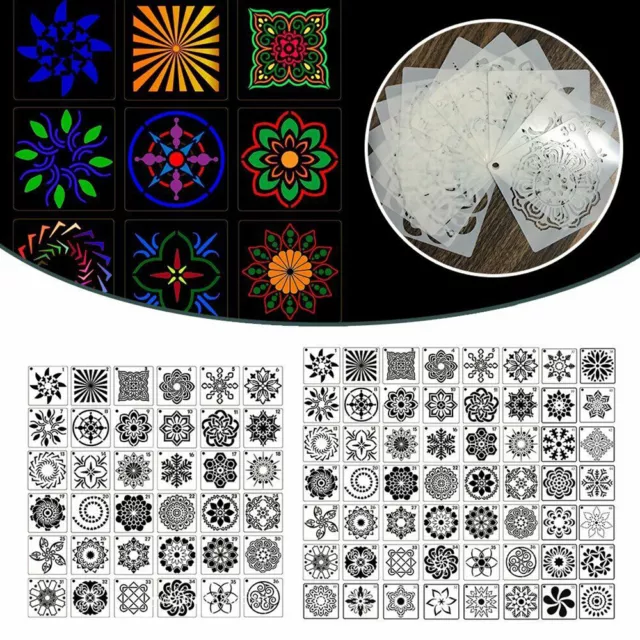 16/56Pcs Mandala Painting Stencils Drawing Dot Templates For Floor Wall DIYDecor