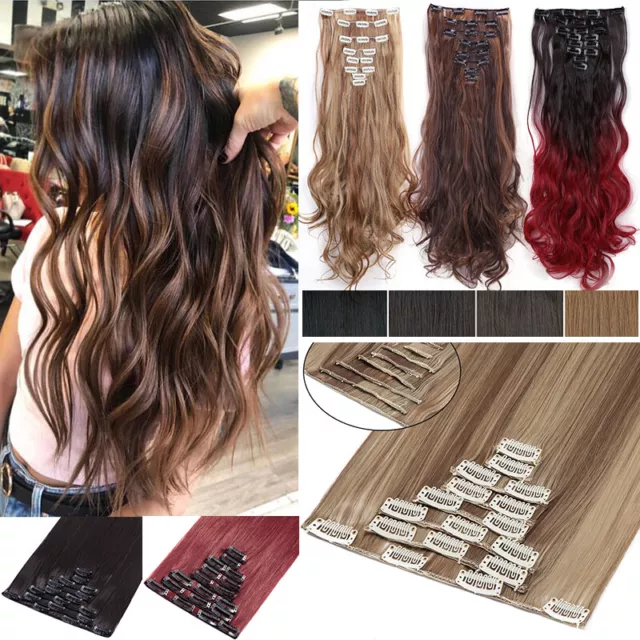 ON CLEARANCE Real Thick Long Clip in Hair Extensions Full Head 8pcs as Human UK