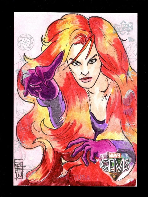 2016 Upper Deck Marvel Gems Gs27 Medusa 1/1 Sketch By Andrew Lopez