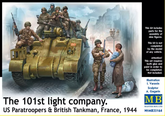 Mw22 Masterbox 35164 The 101St Light Company. Us Paratroopers & British Tankman,