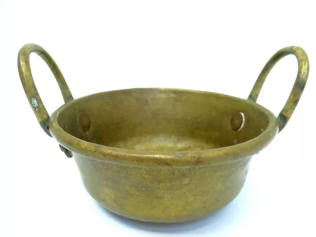 Mixing Bowl Chinese China Hand Hammered Brass Copper Rivet Round Bottom Old