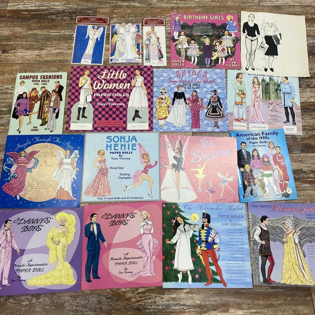 Tom Tierney Paper Dolls Lot 17pcs 13 Books Uncut Ice Skaters Romeo Juliet Family