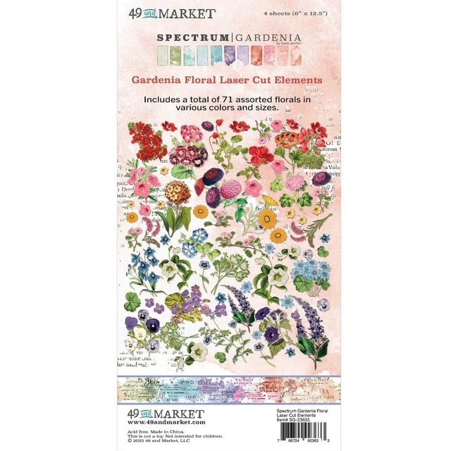 49 & Market - SPECTRUM GARDENIA - Elementos florales de corte por láser - 71 piezas #SG23633
