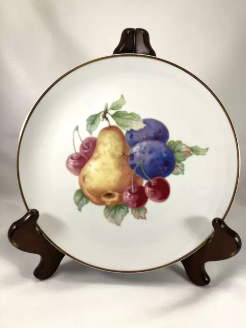 Vintage Hutschenreuther Porcelain Plate Fruit Design Gold Edge Bavaria Germany