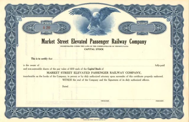 Market Street Elevated Passenger Railway Co. - Railroad Stocks