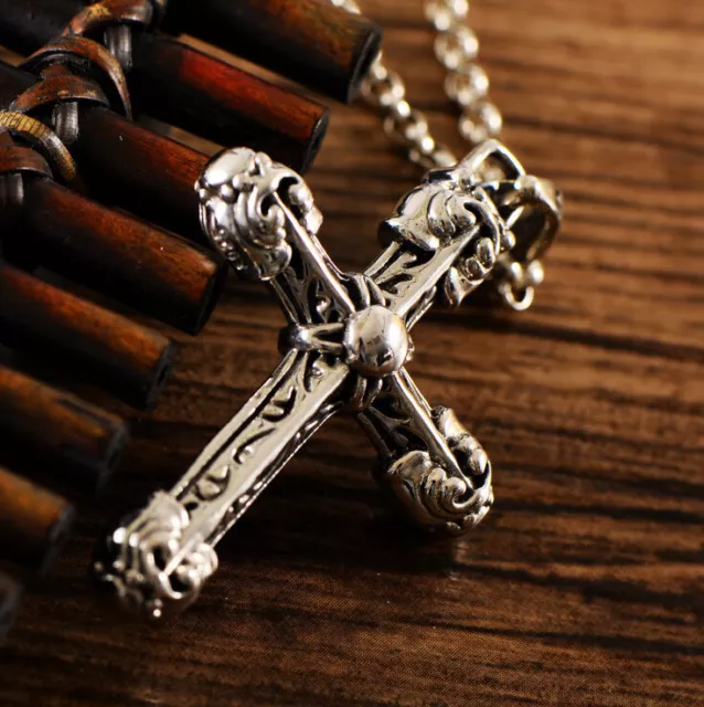 I01 Anhänger verziertes Kreuz Sterling Silber 925 3