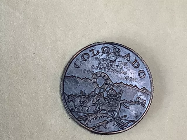 1959 Colorado Rockies Centennial Double Sided Bronze Medal 38mm. R-6