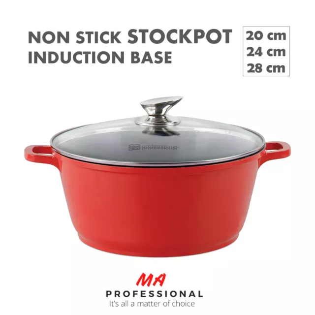 Non stick Induction Casserole Dishes with Lids, Stockpot With Lid Red