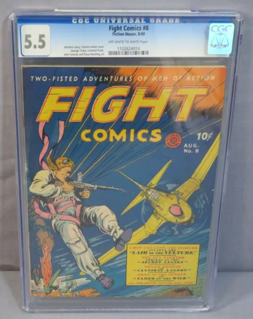 FIGHT COMICS #8 (Golden Age War, George Tuska) CGC 5.5 FN- Fiction House 1940