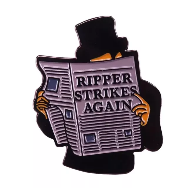 Jack the Ripper Emaille Abzeichen London 1888 schlägt wieder Zeitung Horror Retro
