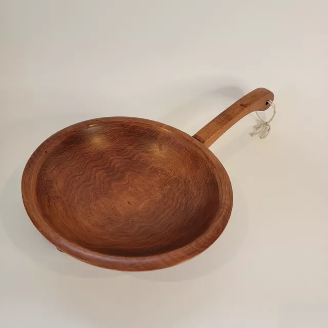 Vintage Americana Munising 3-Footed Wooden Snack Serving Bowl with Handle 8.5" d