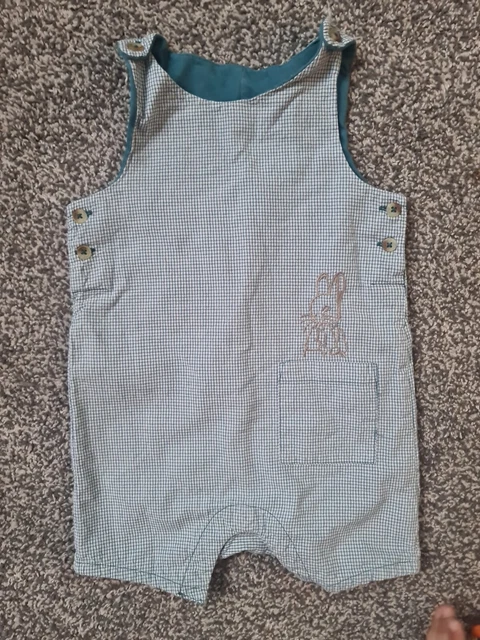 MARKS AND SPENCER Baby Boys 3-6 Months Checked Peter Rabbit Short Dungarees A49