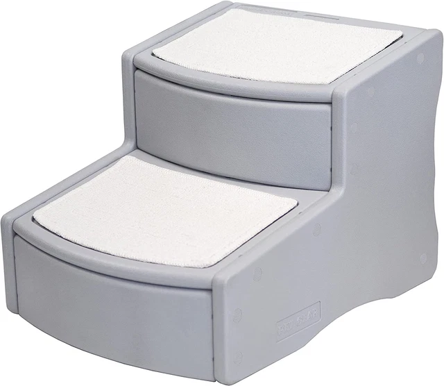 Pet Stairs 2 Step Cats Dogs 75-pounds Portable Removable Washable Carpet Tread