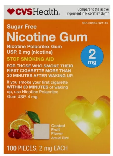 Chicle de nicotina ayuda para dejar de fumar sabor a fruta 2 mg. 100 piezas Expiración: 4/25