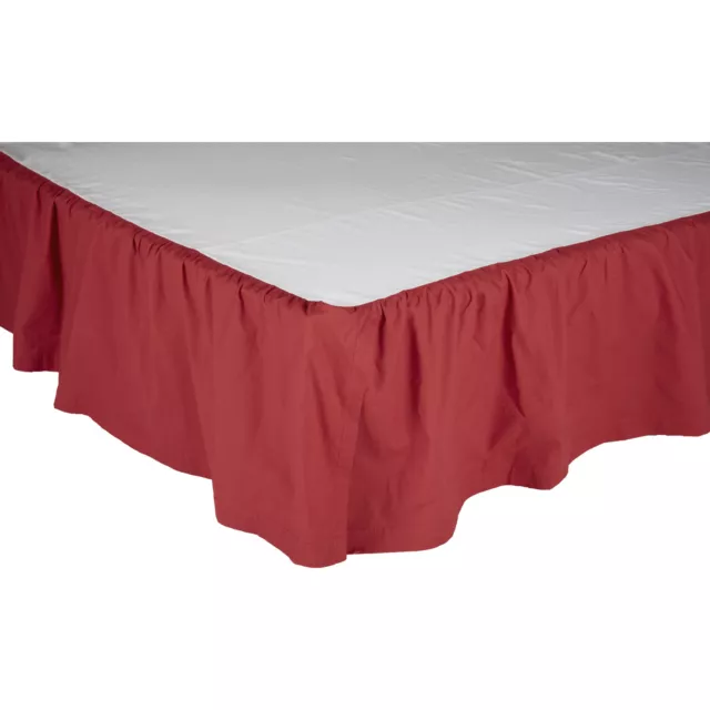 Barn Red 100% Cotton Queen Bed Skirt-Country Red Dust Ruffle for Victory Quilt