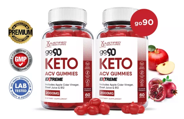 Go 90 Keto Extreme ACV Gummies 2000MG Apple Cider Vinegar 120