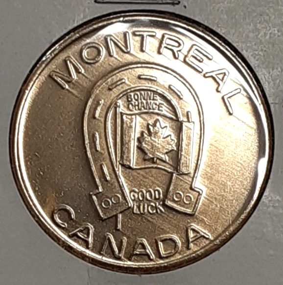 ♦︎ GOOD LUCK!! MONTREAL CANADA GOOD Luck Token/Man and His World 39MM--EXC