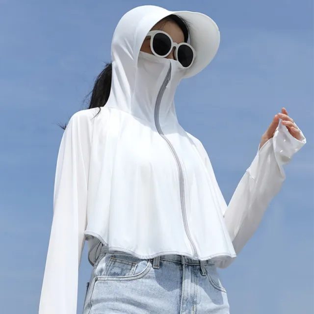 Women UV Sun Protection Clothing Outdoor Hooded Mask Riding Breathable Jacket ❤