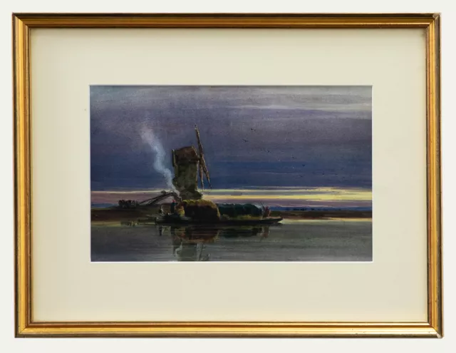 Dutch School Early 20th Century Watercolour - Barges by the Windmill
