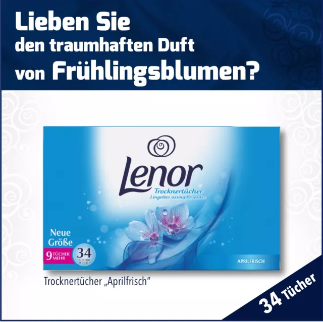 4x LENOR Trocknertücher Dufttücher Aprilfrisch Textilerfrischer 34er Box (34 St)