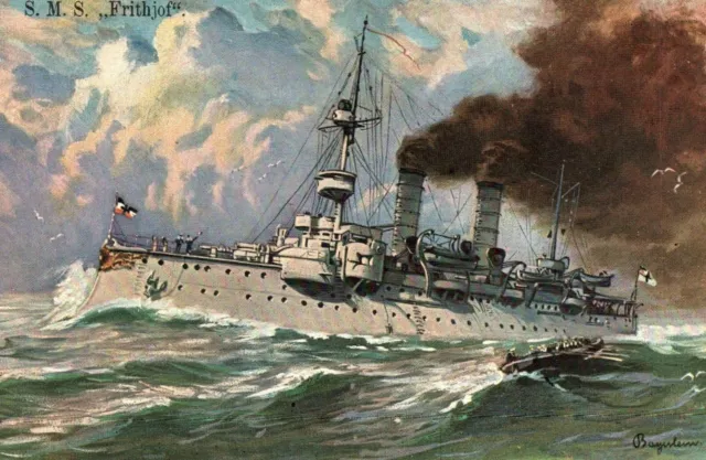 SMS Frithjof German Imperial Navy c.1910s Postcard - Lovely Art