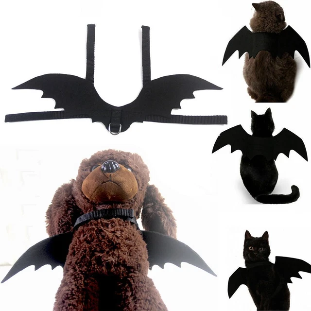 Vestido de Fiesta Divertido Cachorro Gatito Ropa Perro Gato Mascota Disfraz Halloween Murciélago Alas