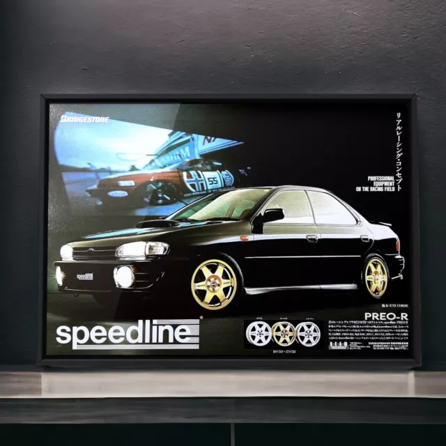 90's Original BRIDGESTONE × SUBARU Imprezza mk1 STI framed Ad Poster GC8 WRC