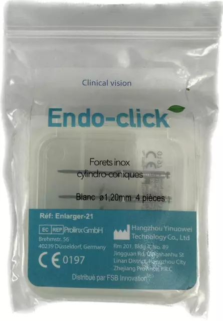 ENDO-CLICK /Forêts inox cylindro-coniques blanc 1,20mm - 4 unités -ENLARGER-21