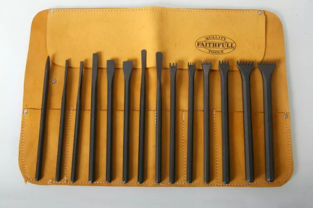 Italian Stone Carving Fire-Sharp Carbon Steel 15pc Full Chisel Set and Tool Roll