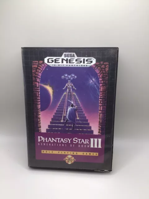PHANTASY STAR III Generations of Doom- Sega Genesis Box and Game