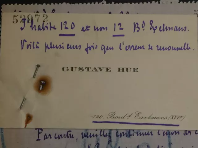 Gustave HUE - LETTRE AUTOGRAPHE SIGNÉE À Alfred GALLOIS ET UNE CARTE DE VISITE 3