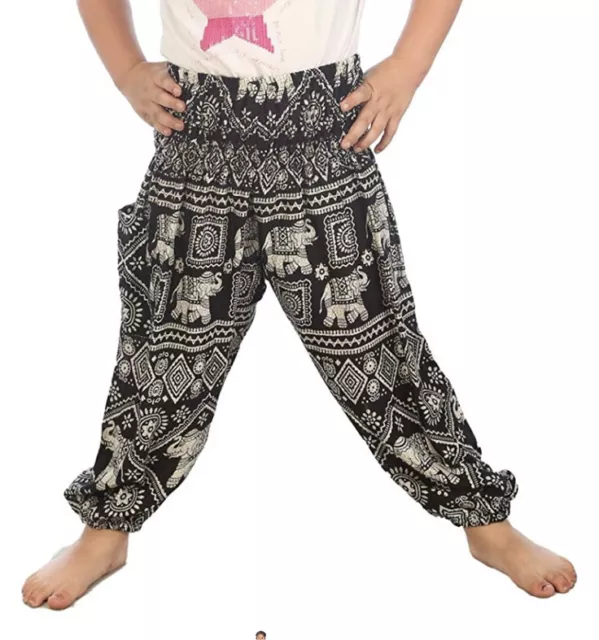 LOFBAZ Children Hippy Thai Harem Aladdin Pirate Kids Pants Bohemian Baggy - 4/5Y