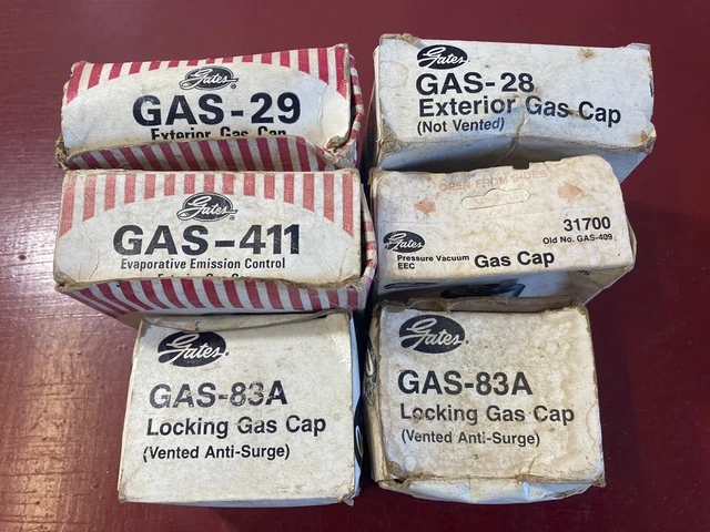 Vintage Lot (6) Gates Gas Fuel Caps Locking Non Locking